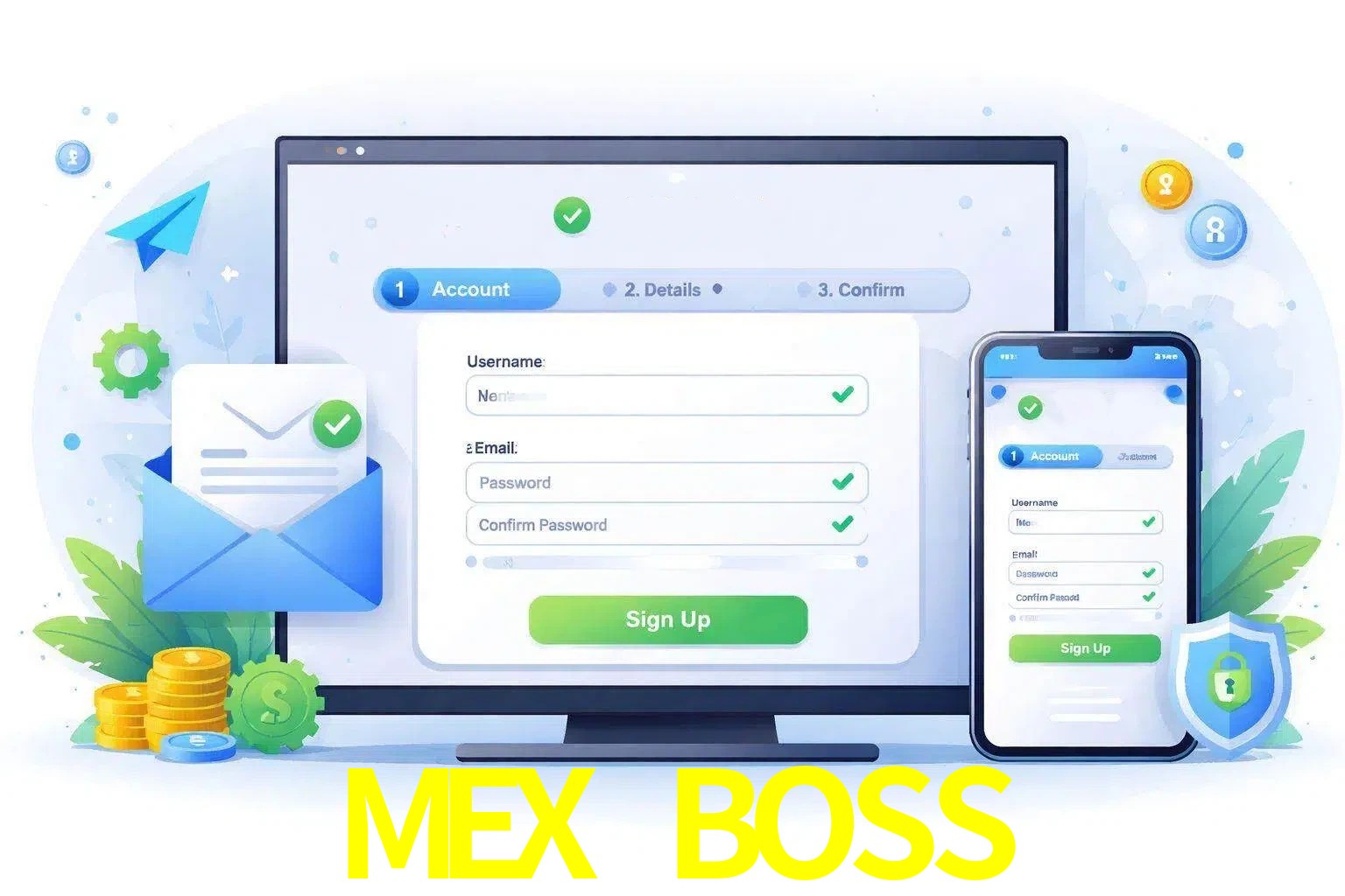 Registro de nuevo usuario y configuración de cuenta MEX BOSS