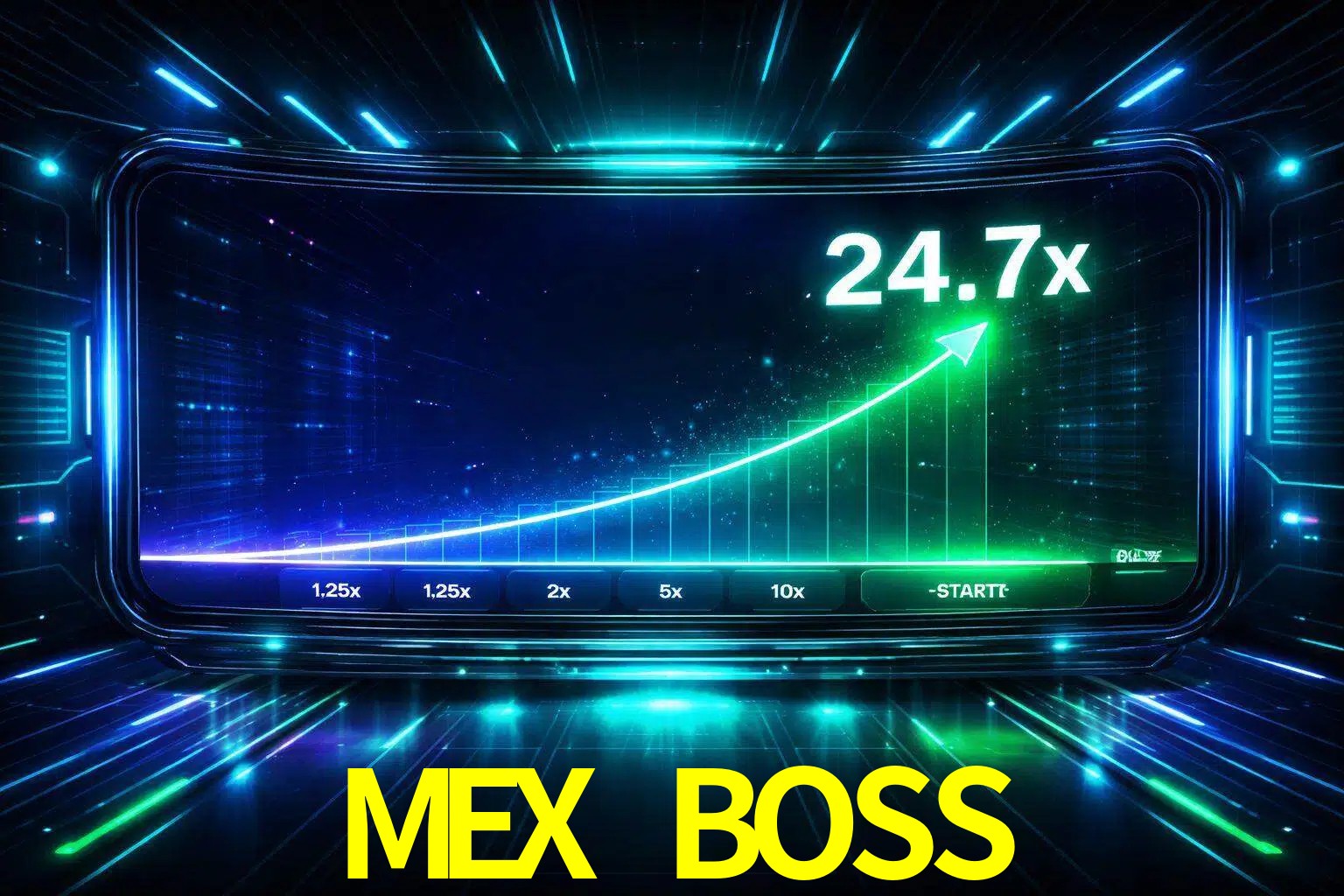 Una pantalla moderna de juego estilo crash con multiplicadores ascendentes, visuales de neón y una interfaz intensa enfocada en la acción.